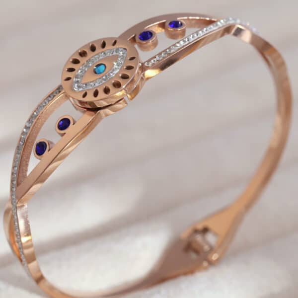 Vibrant Eye Rose Gold Charm Kada - Image 2